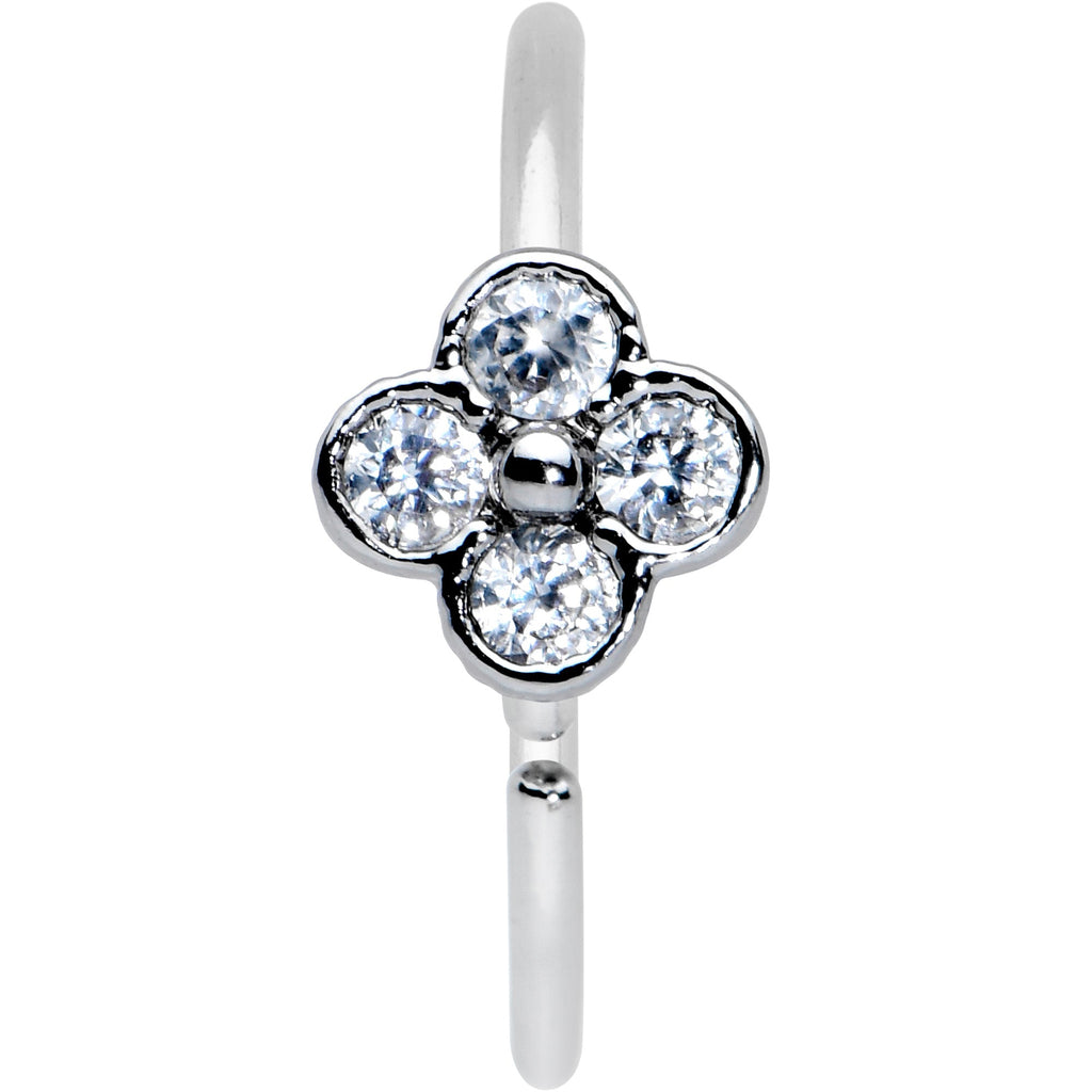 20G 3/8 Clear Gem Tiny Flower Nose Hoop