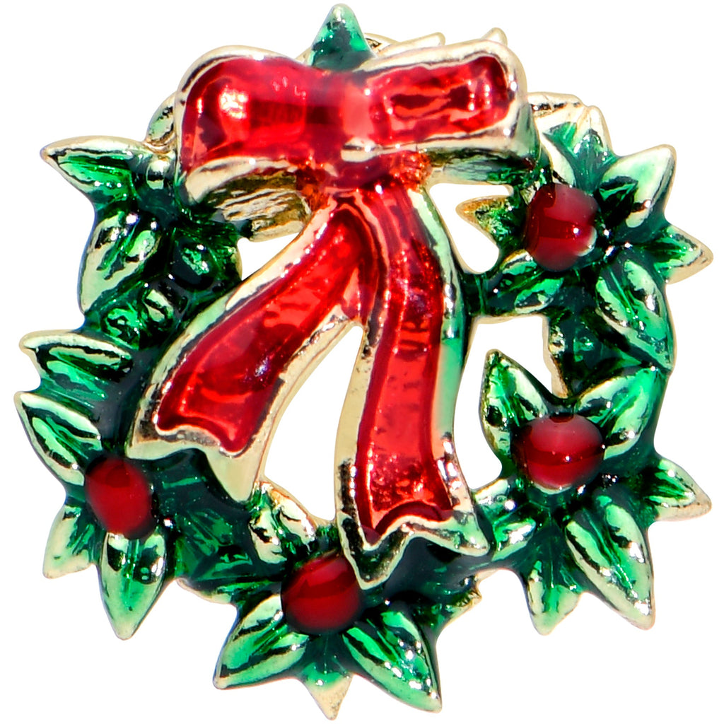 20G 7mm Festive Bow Wreath Christmas L Shape Nose Ring