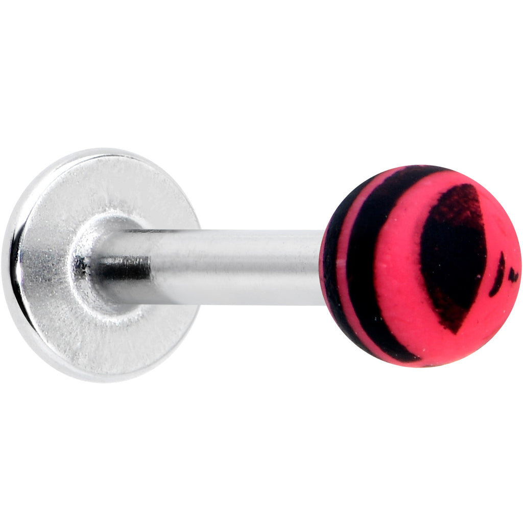 16G 5/16 Matte Pink Zebra Stripe Labret Monroe Tragus