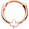 16G 3/8 Rose Gold Tone Fall White Maple Leaf Cartilage Clicker