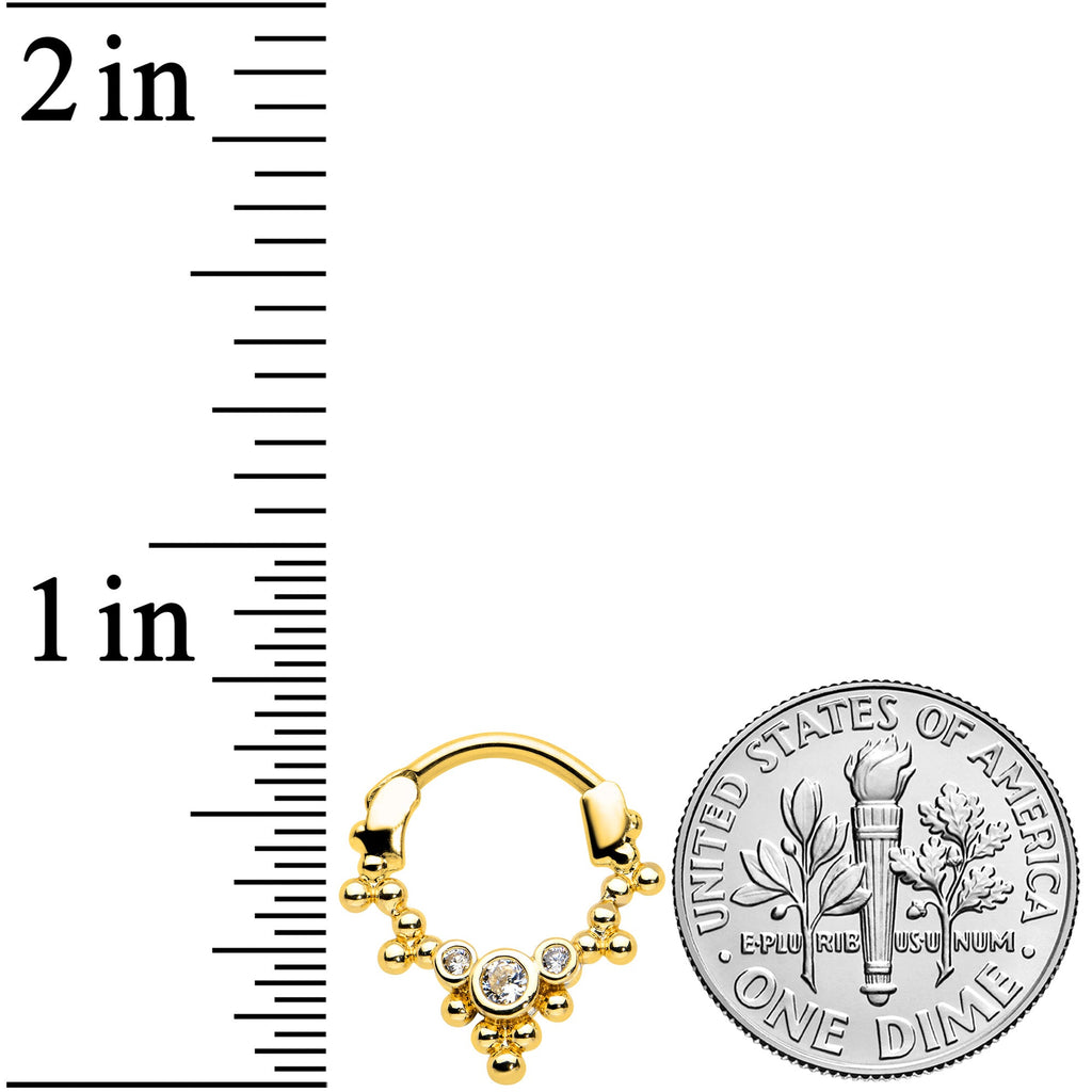 16G 5/16 Clear CZ Gem Gold Tone Princess Cartilage Clicker