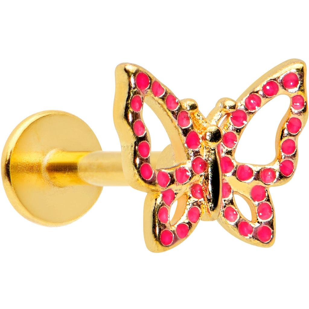 16G 5/16 Gold Tone Sweet Simple Butterfly Labret Monroe Tragus