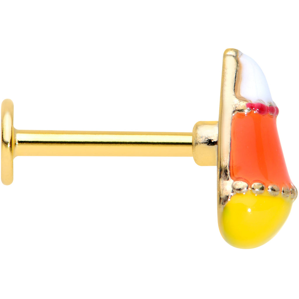 16G 5/16 Gold Tone Candy Corn Halloween Labret Monroe Tragus