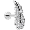 16G 5/16 Clear CZ Gem Feather Internally Threaded Labret Tragus
