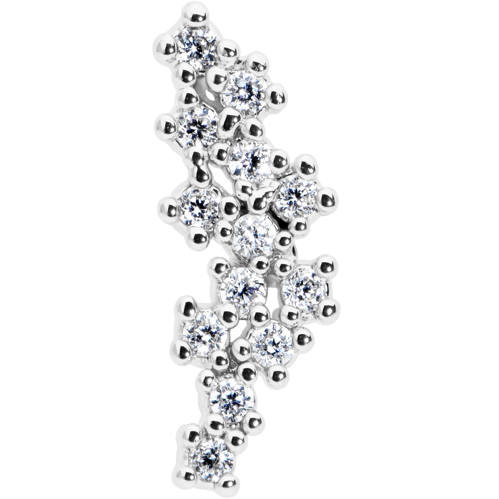 16G 1/4 Clear CZ Gem Texture Arc Internal Thread Labret Tragus
