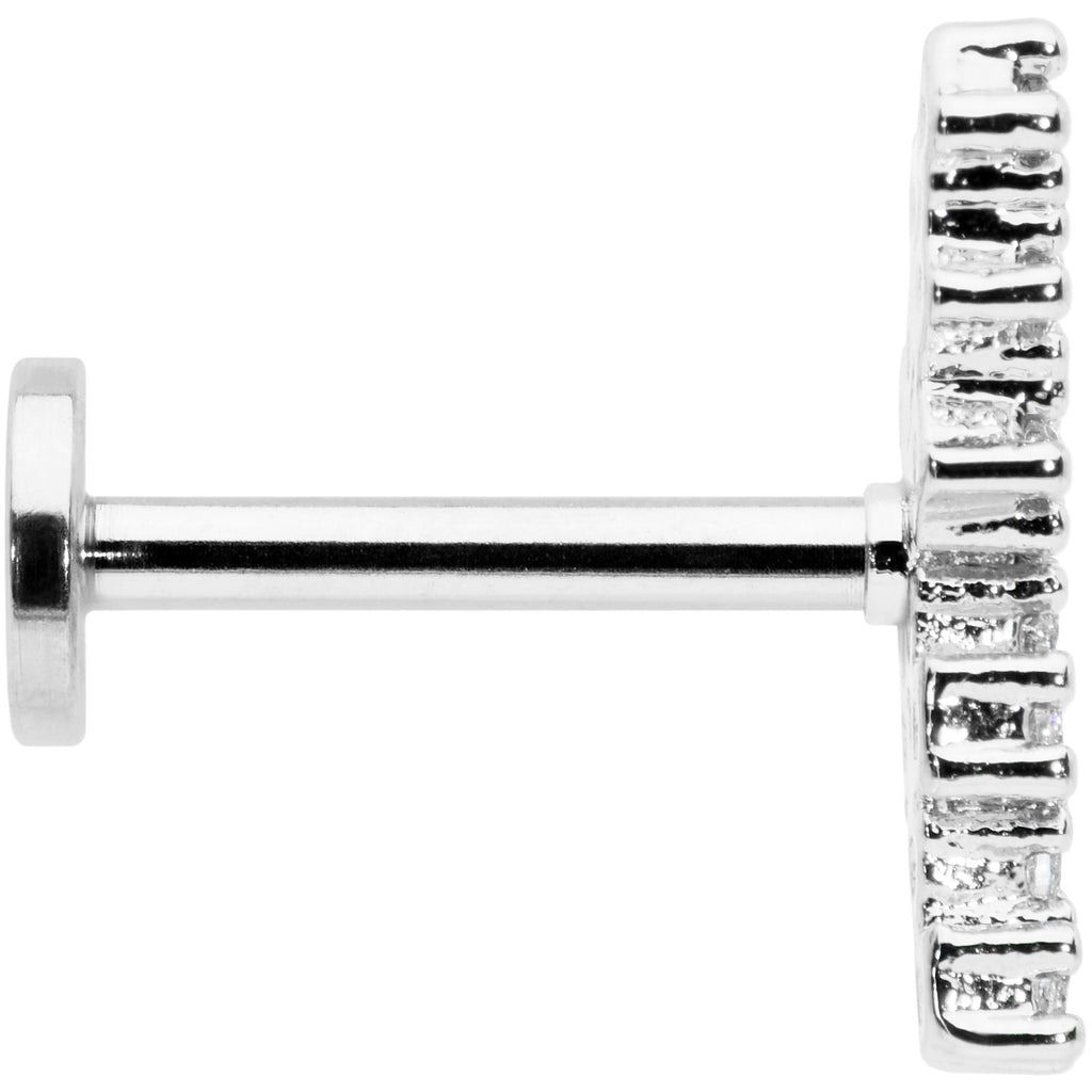 16G 5/16 CZ Gem Texture Arc Internal Thread Labret Monroe Tragus
