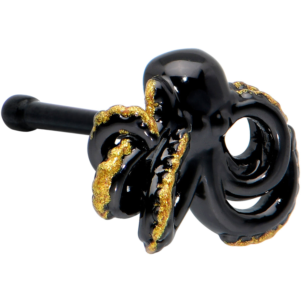 20G 1/4 Black Understated Octopus Nose Bone