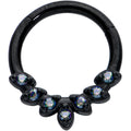16G 5/16 Vitrail CZ Gem Black Seven Leaf Hinged Segment Ring