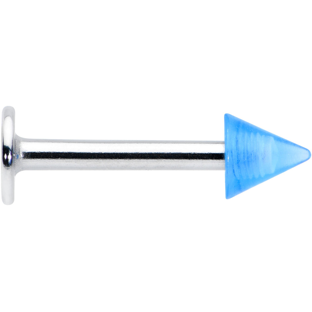 16G 5/16 Simple 3mm Blue Cone Labret Monroe Tragus