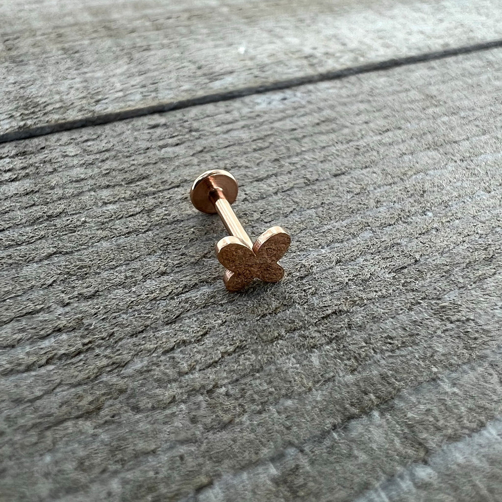 16G 5/16 Rosy Tone Simple Butterfly Internal Thread Labret Tragus