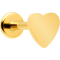16G 5/16 Gold Tone Simple Heart Internally Threaded Labret Tragus