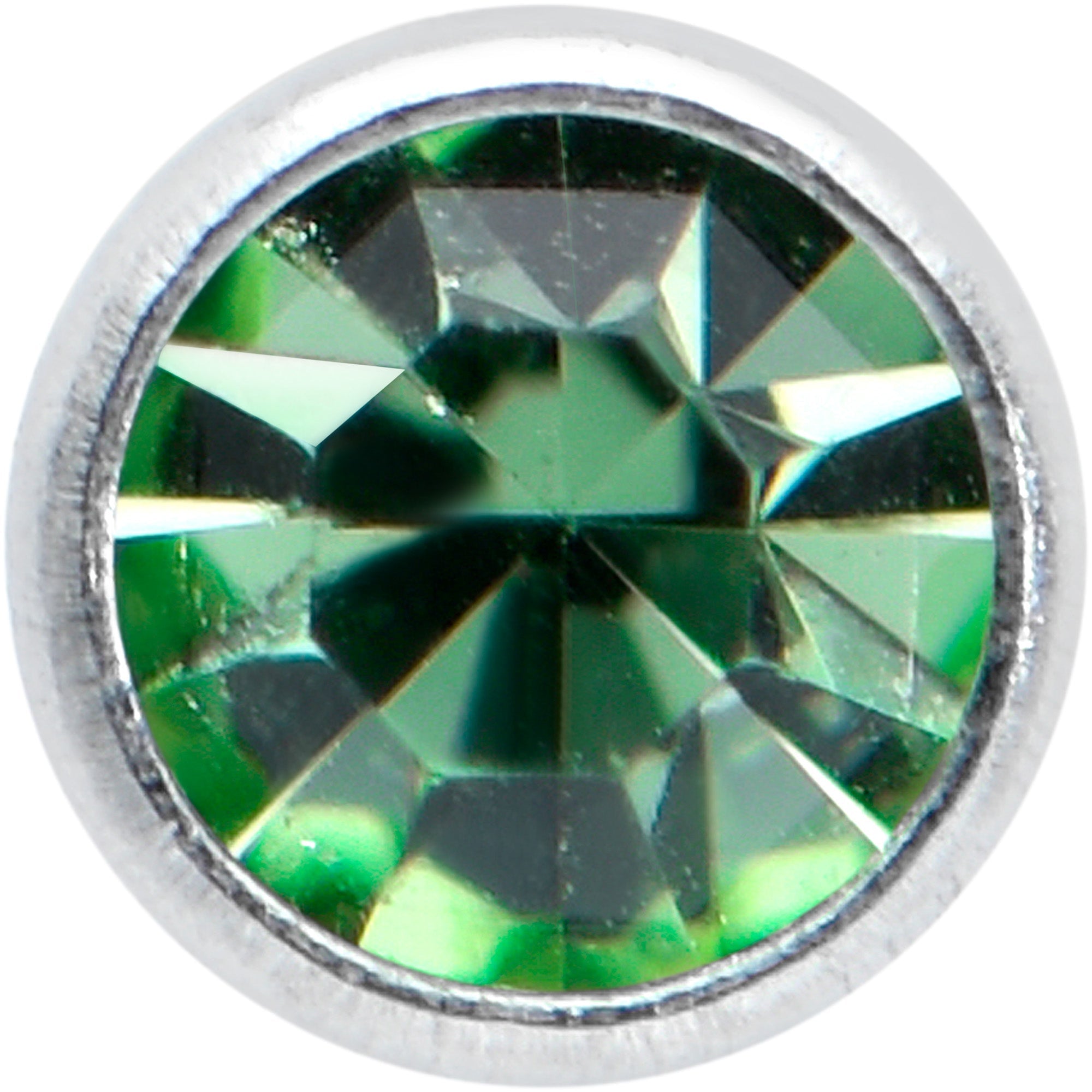 20G 1/4 Green Gem Press Fit L Shape Nose Ring