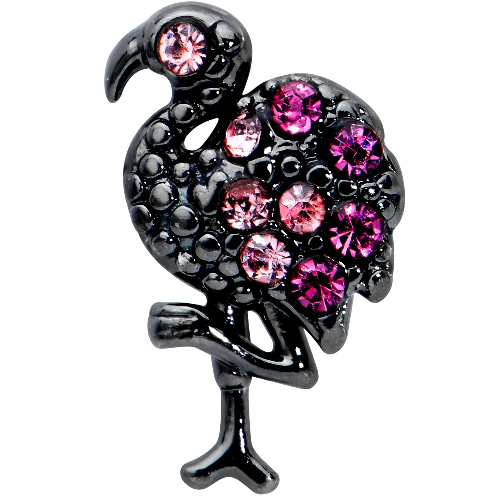 16G 1/4 Pink Gem Black Fashion Flamingo Cartilage Tragus Earring