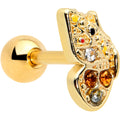 16G 1/4 Orange Gem Gold Hue Baroque Butterfly Cartilage Tragus Earring