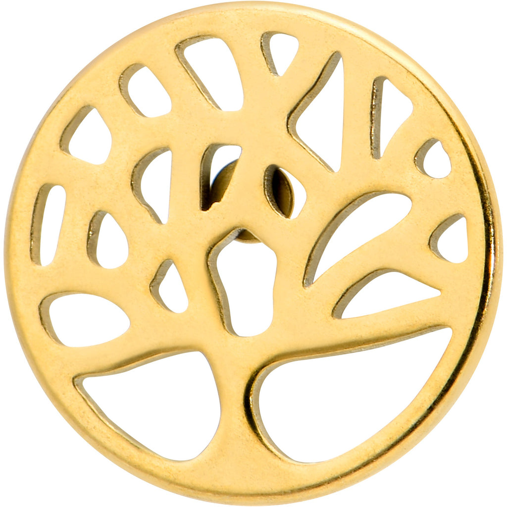 16G 5/16 Gold Tone Tree Circle Internal Thread Labret Monroe Tragus