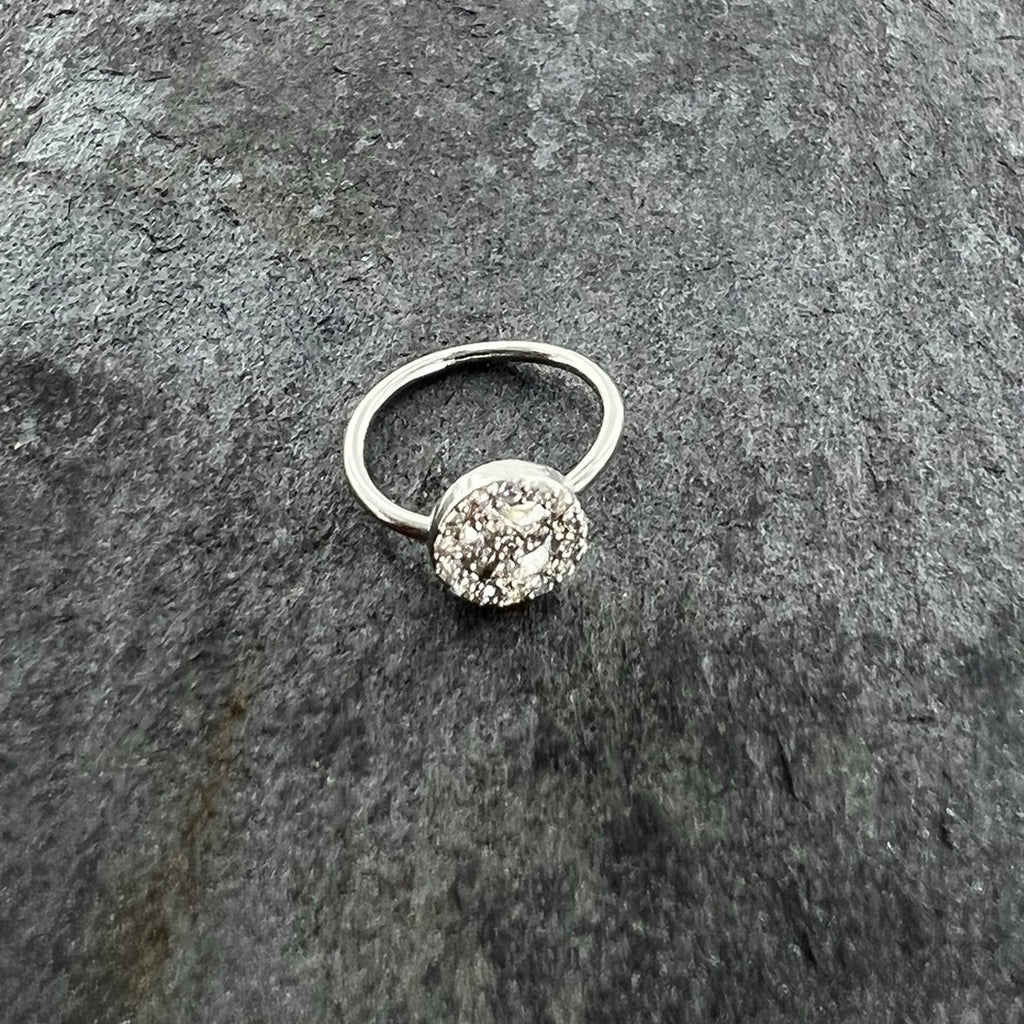20G 5/16 Clear Gem Seamless Retro Peace Sign Nose Hoop