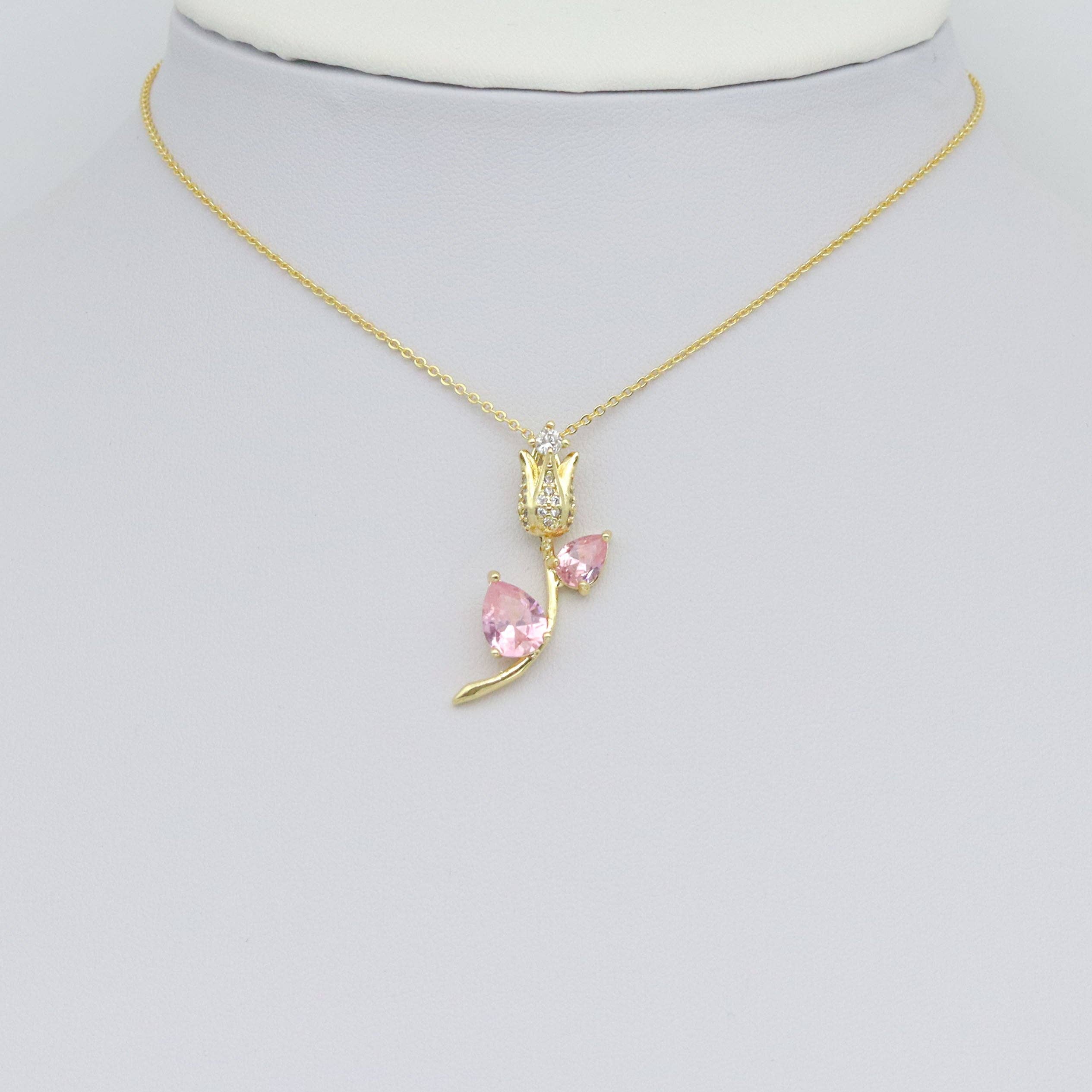 CZ Crystal Tulip Flower Charm Pendant, Sku#Lk1057