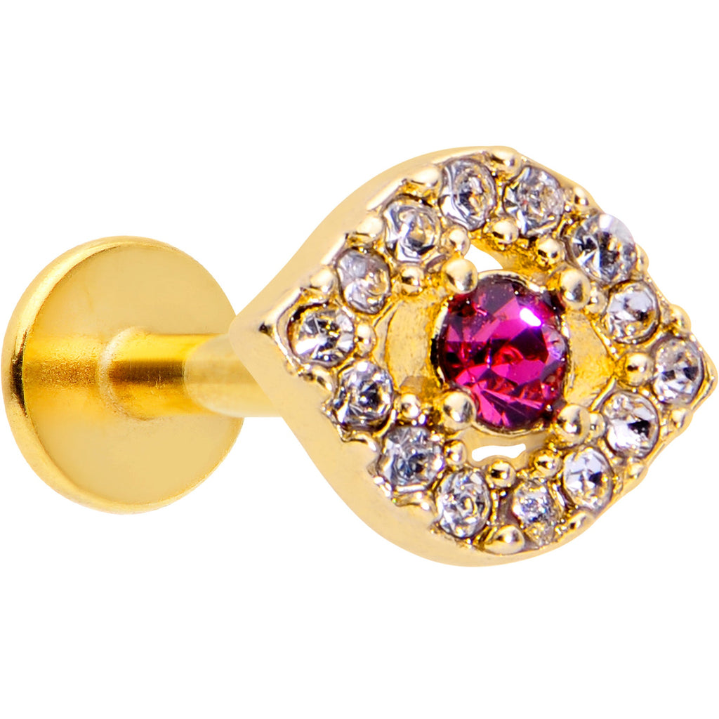 16G 1/4 Clear Pink Gem Gold Tone Open Eye Labret
