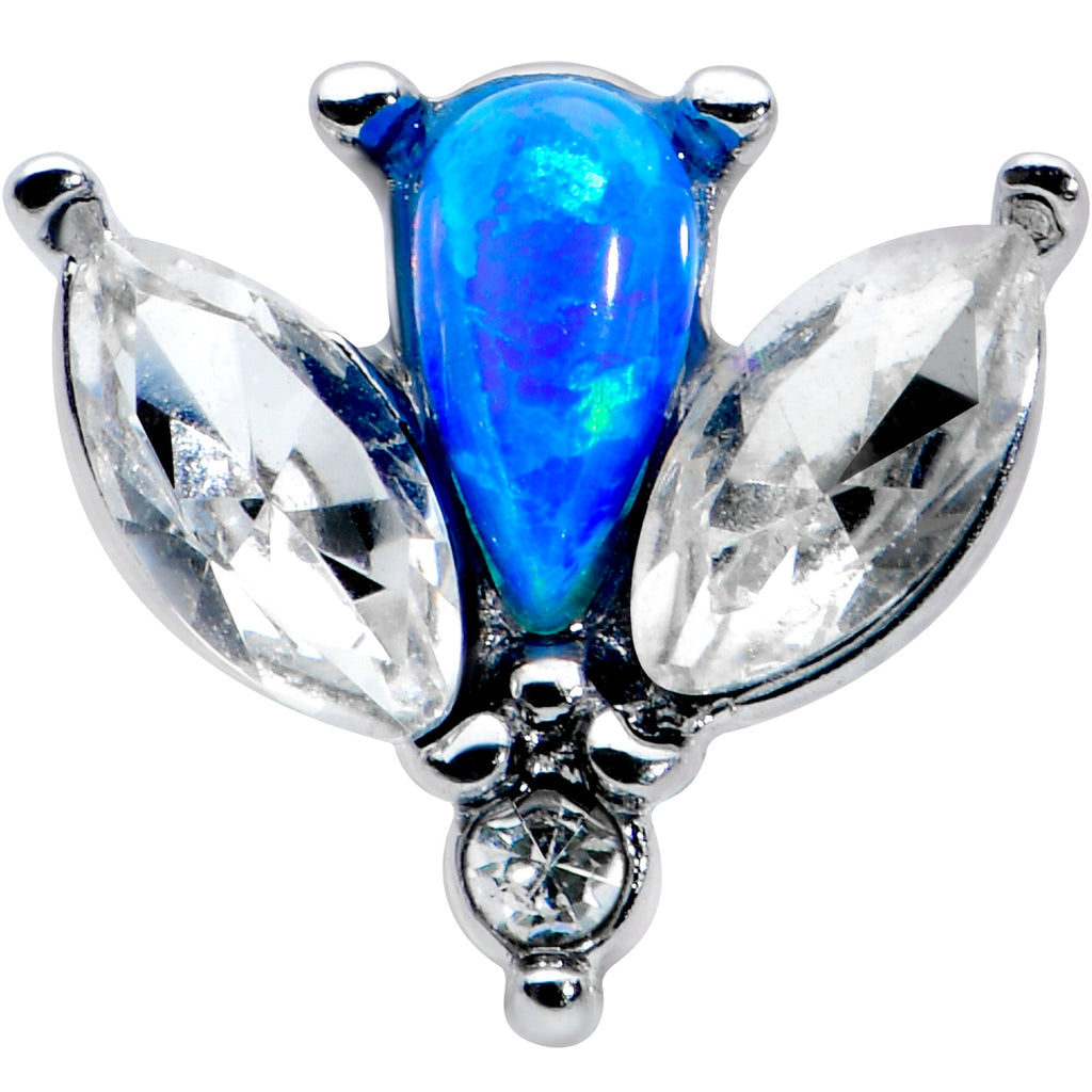 16G 1/4 Blue Synthetic Opal Style Flower Cartilage Tragus Earring