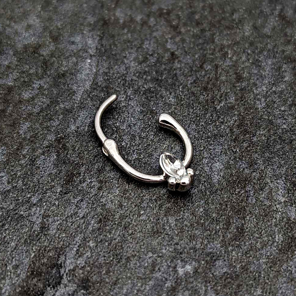 16G 5/16 Clear Gem Deco Oval Cartilage Clicker