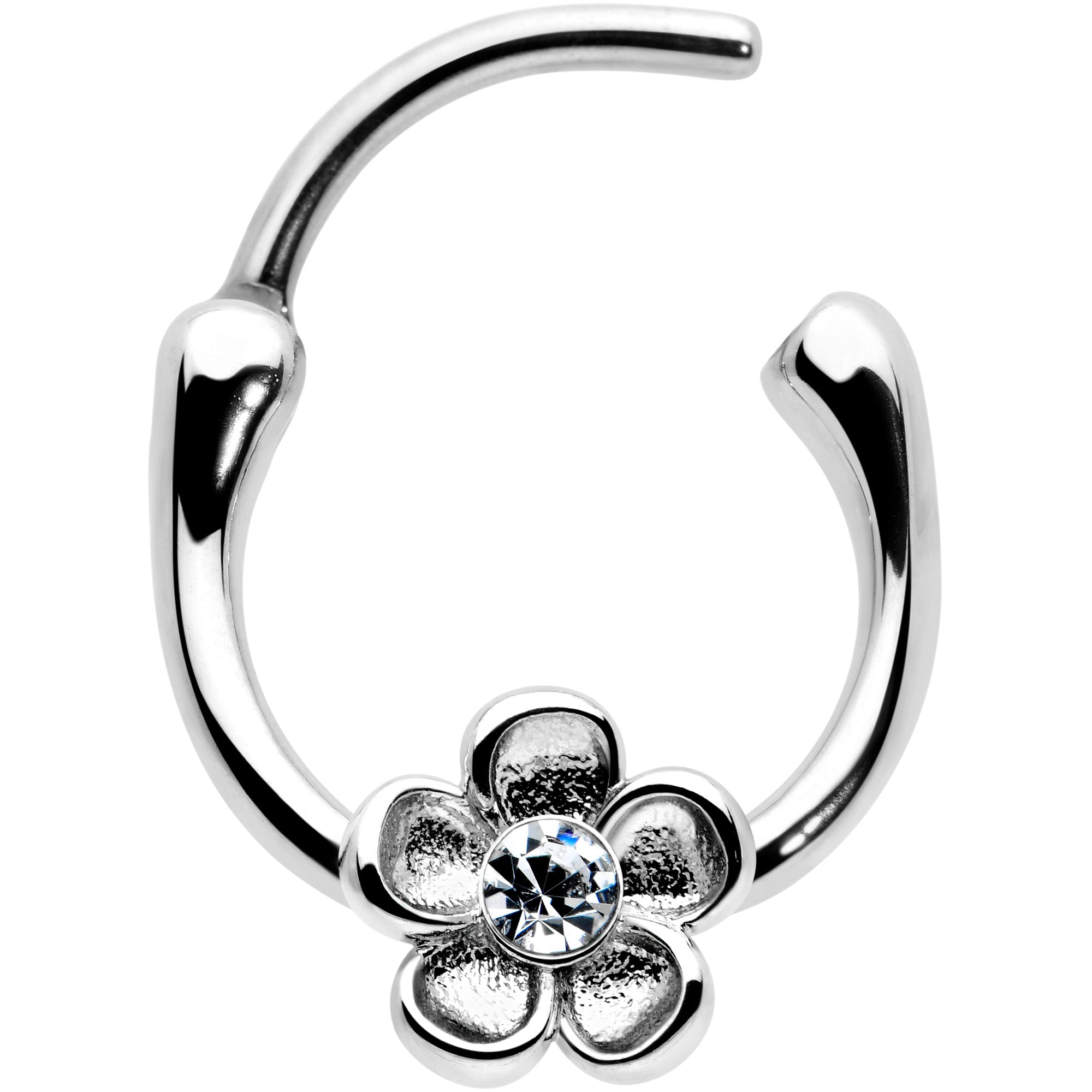 16G 5/16 Clear Gem Sweetheart Flower Cartilage Clicker