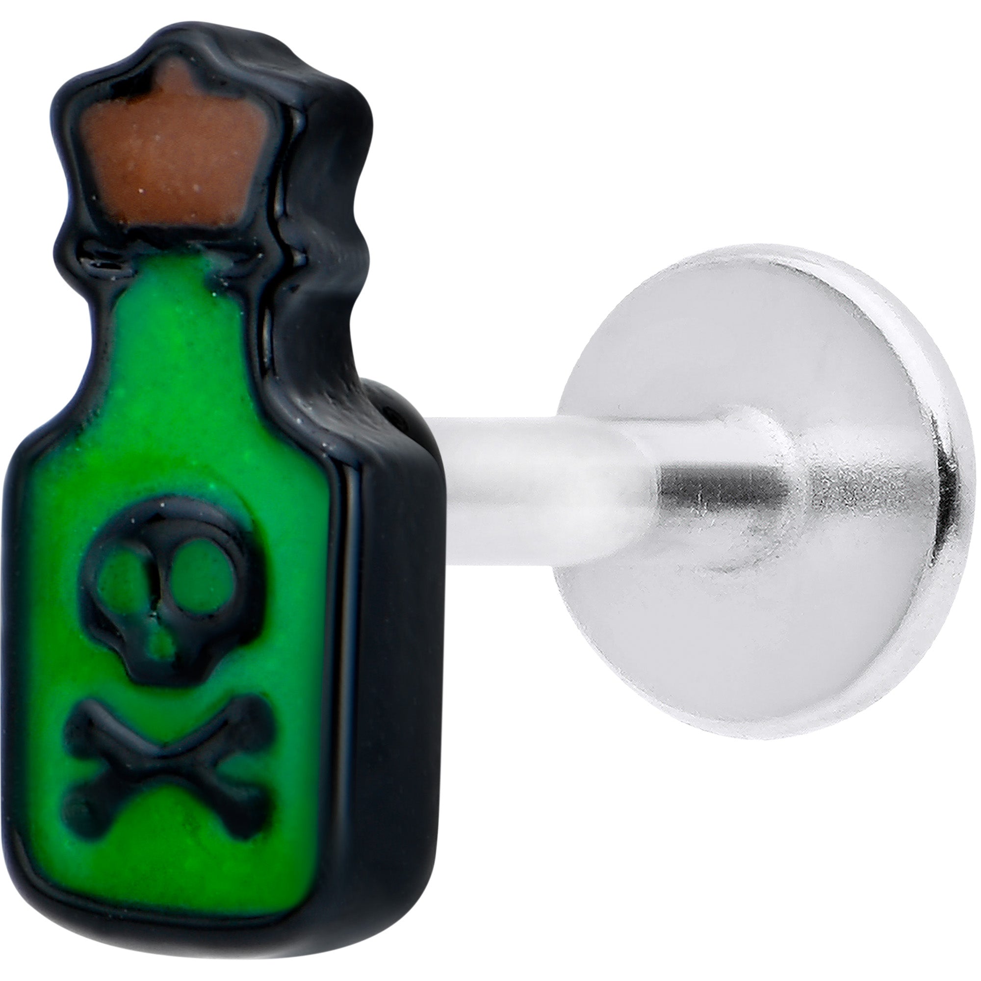 16G 5/16 Poison Green Bottle Glow in the Dark Labret Monroe Tragus