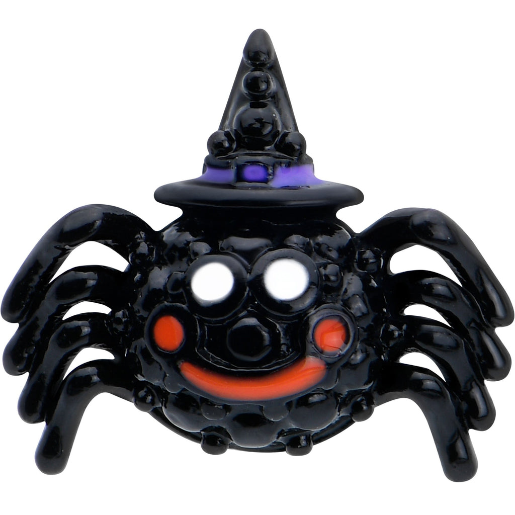 16G 5/16 Black Halloween Witch Smiling Spider Labret Monroe Tragus