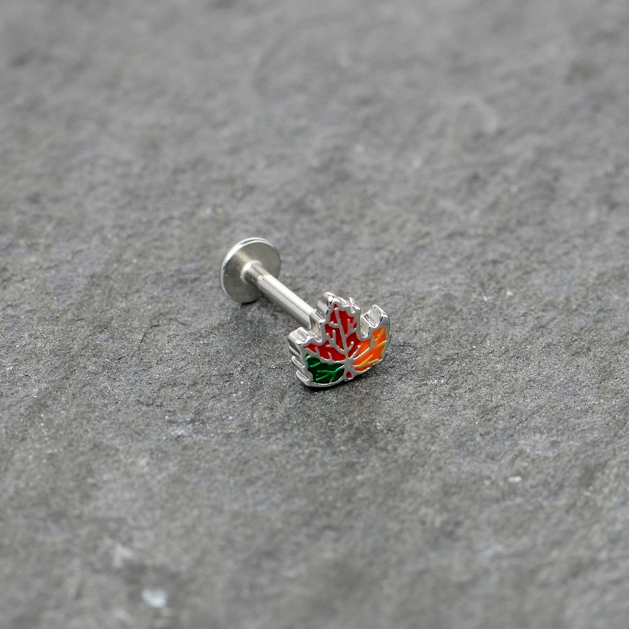 16G 5/16 Autumn Tricolor Red Maple Leaf Labret Monroe Tragus