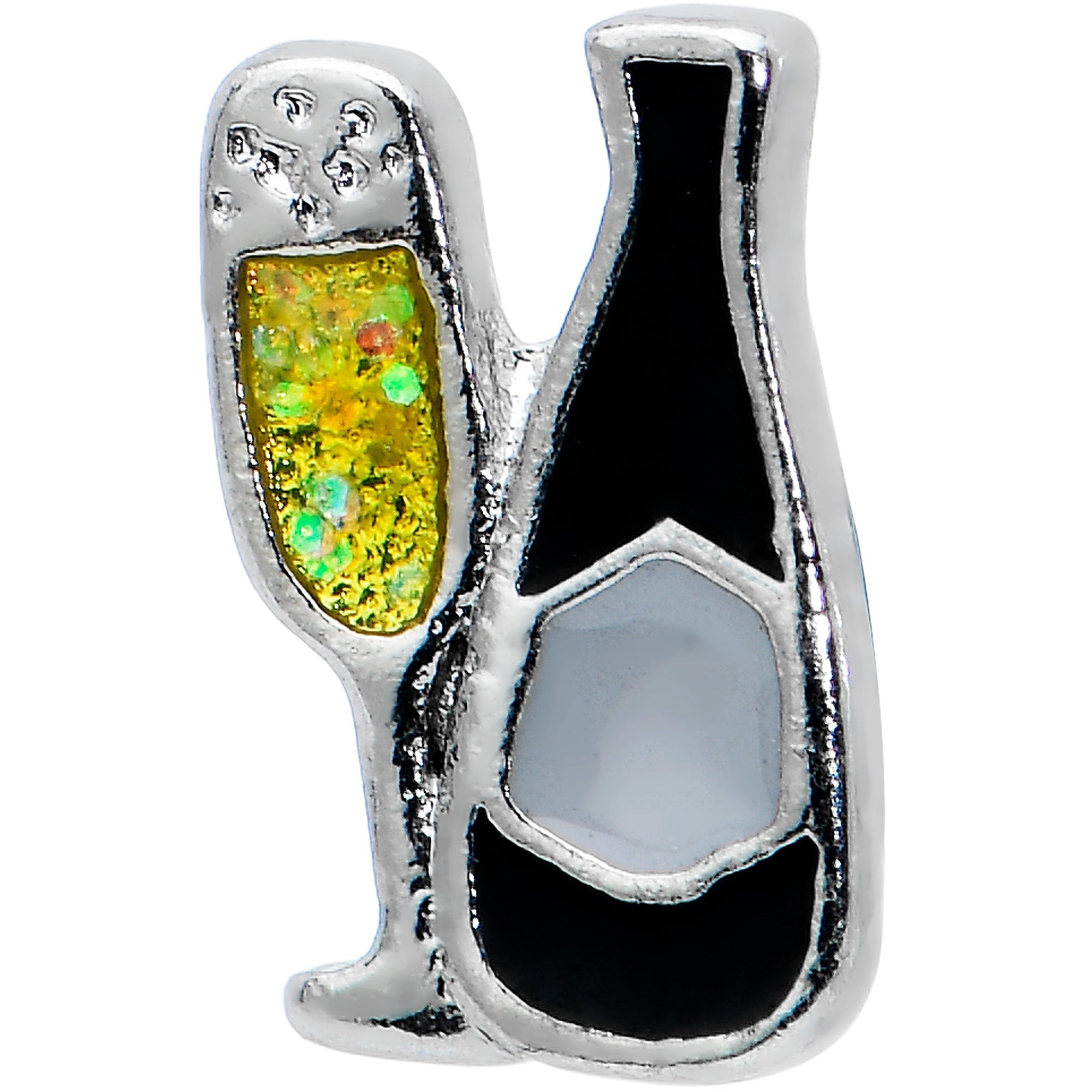 16G 1/4 Champagne Bottle Flute Yellow Cartilage Tragus Earring