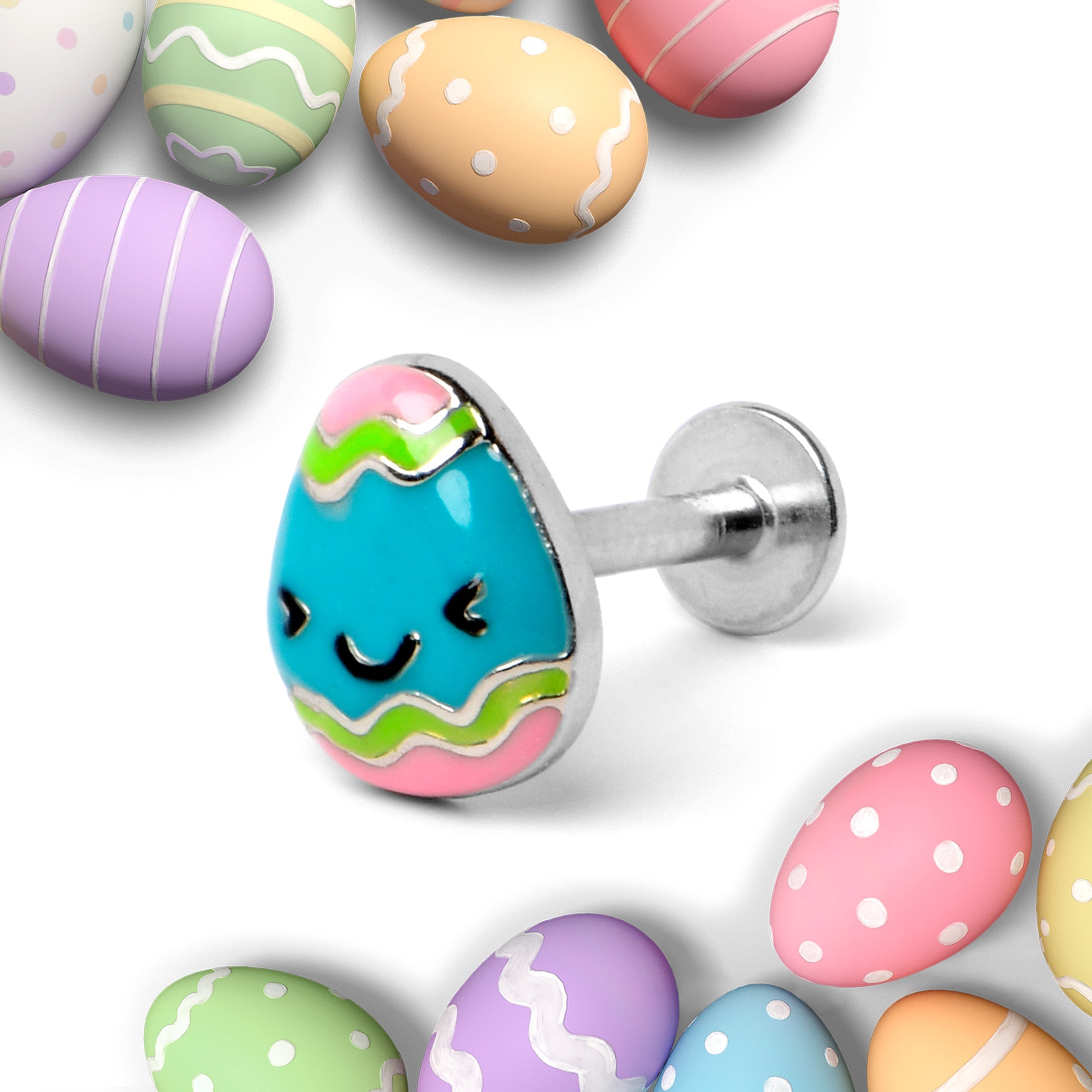 16G 5/16 Blue Celebration Easter Egg Labret Monroe Tragus
