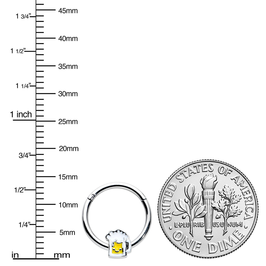 16G 3/8 Sweet Happy Beer St Patricks Hinged Segment Ring