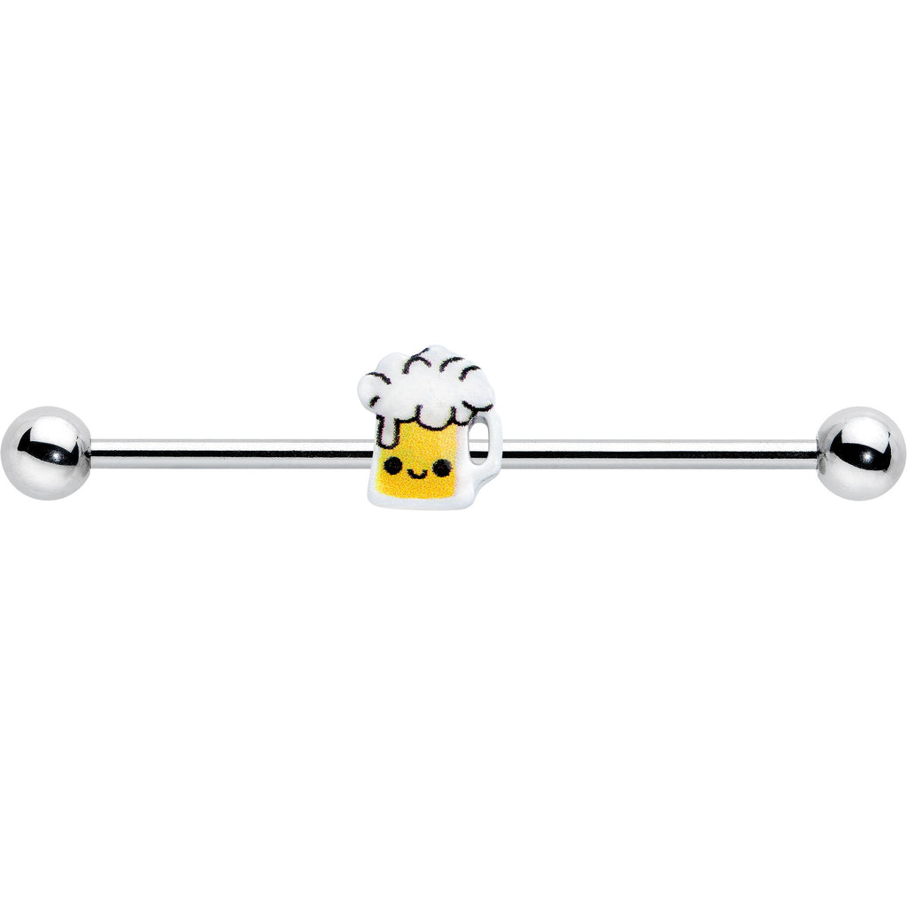 14G Sweet Happy Beer St Patricks Day Industrial Barbell 38mm