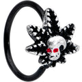 20G 5/16 Red Gem Black Pot Leaf Skull Nose Hoop