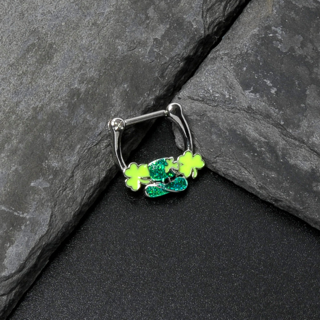 16G 5/16 Glitter Top Hat Shamrock St Patricks Cartilage Clicker