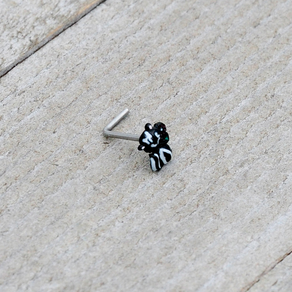 20G 7mm Funky Skunk L Shape Nose Ring