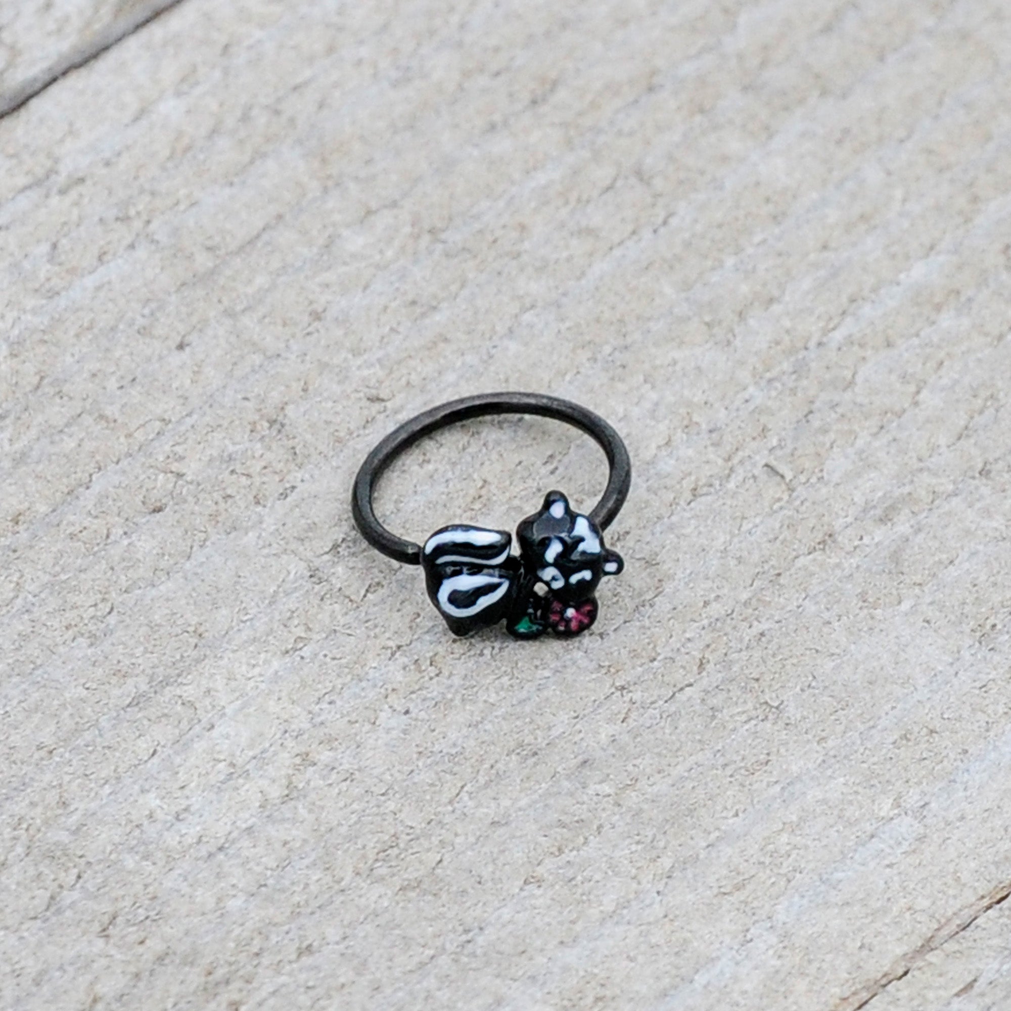 20G 5/16 Black Funky Skunk Nose Hoop