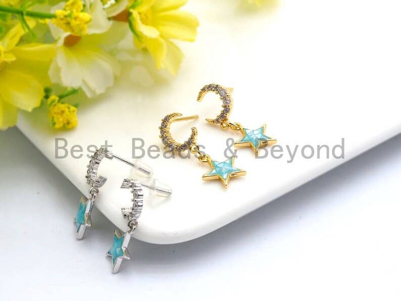 100% Natural Abalone Five Star Charm,Atrovirens Abalone shell Charm, Jewelry Making Findings, 11x13mm,SKU#Z340
