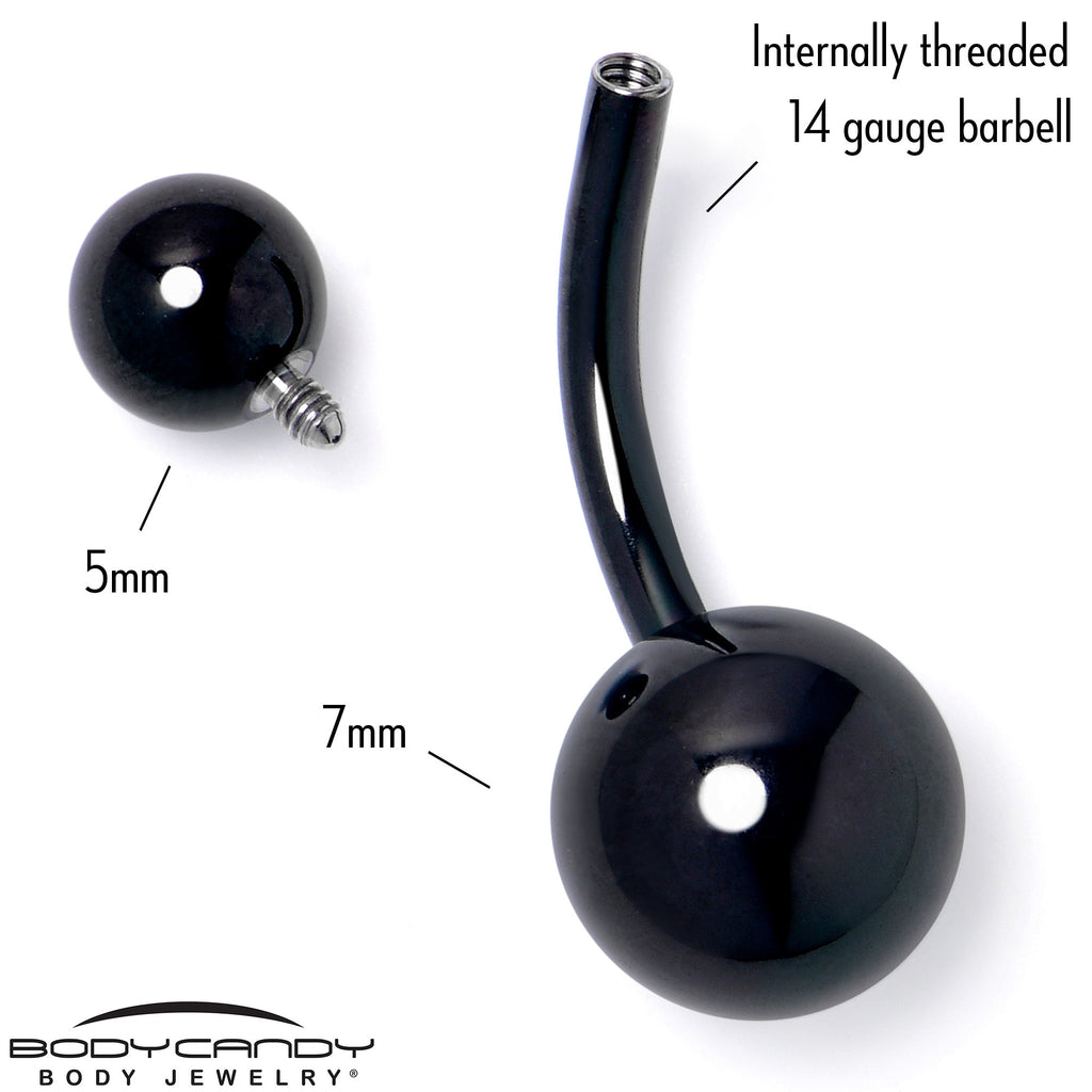 Black ASTM F-136 Implant Grade Titanium Internally Threaded Belly Ring