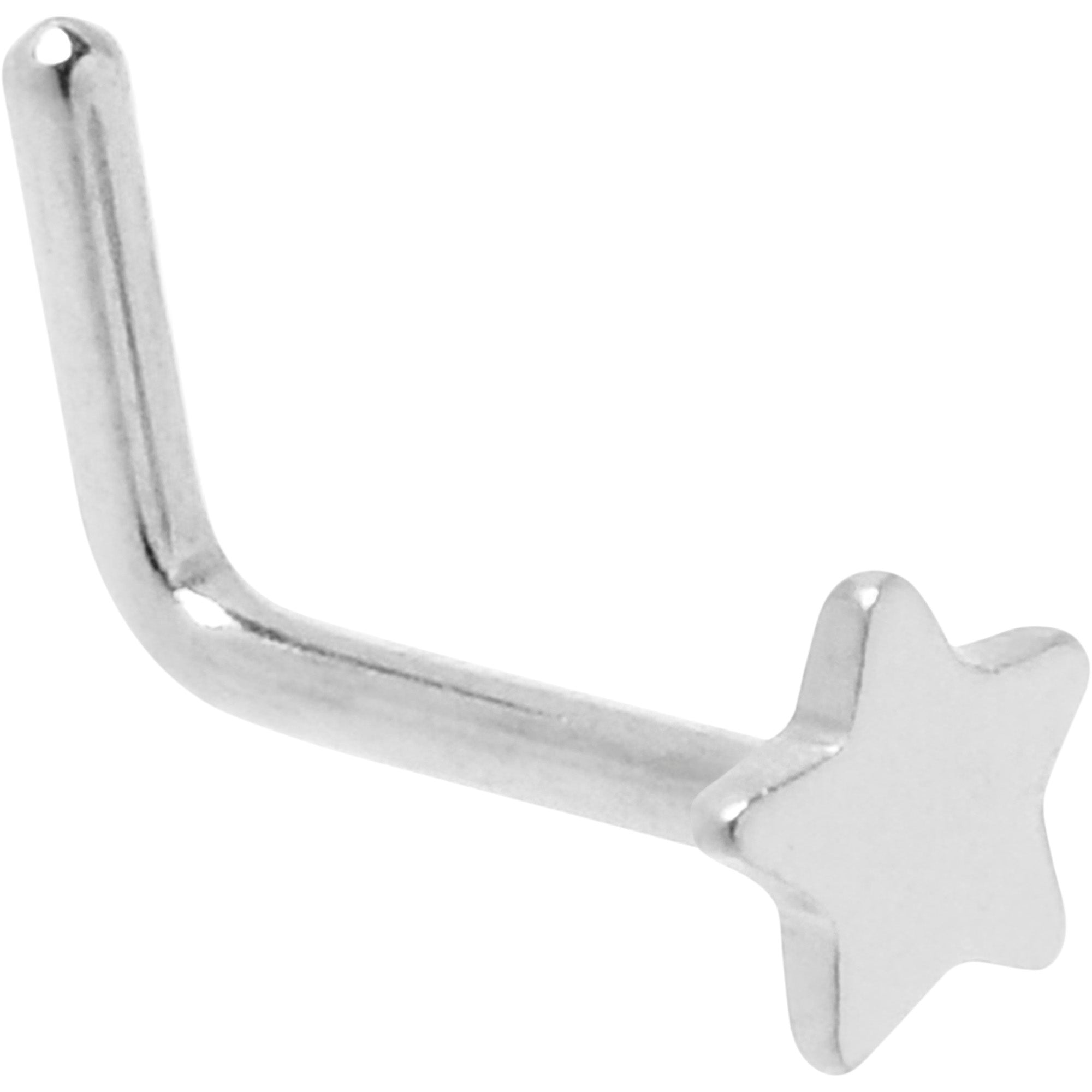 20G 1/4 ASTM F-136 Implant Grade Titanium Star End L Shape Nose Ring