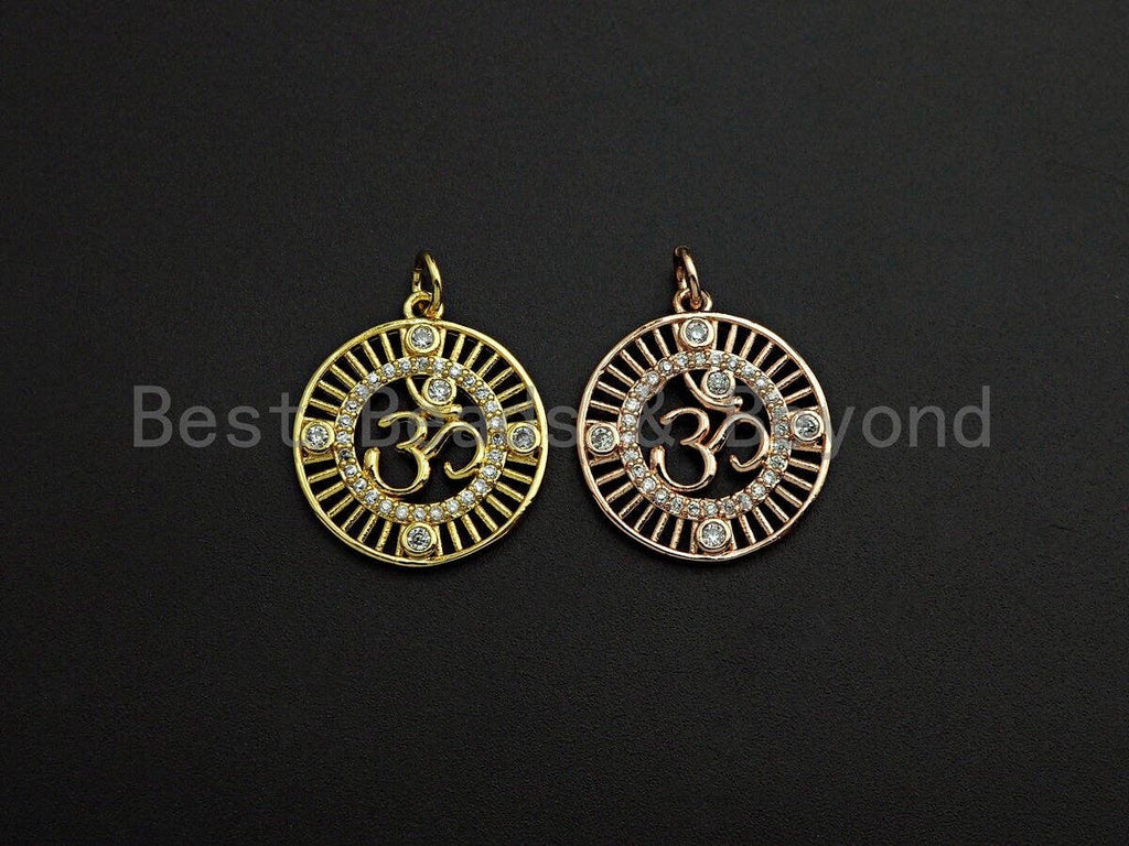CZ Micro Pave Ohm Sign Charm, Namaste Buddhism Charm, CZ Yoga Charm, 19mm, SKU#Y241