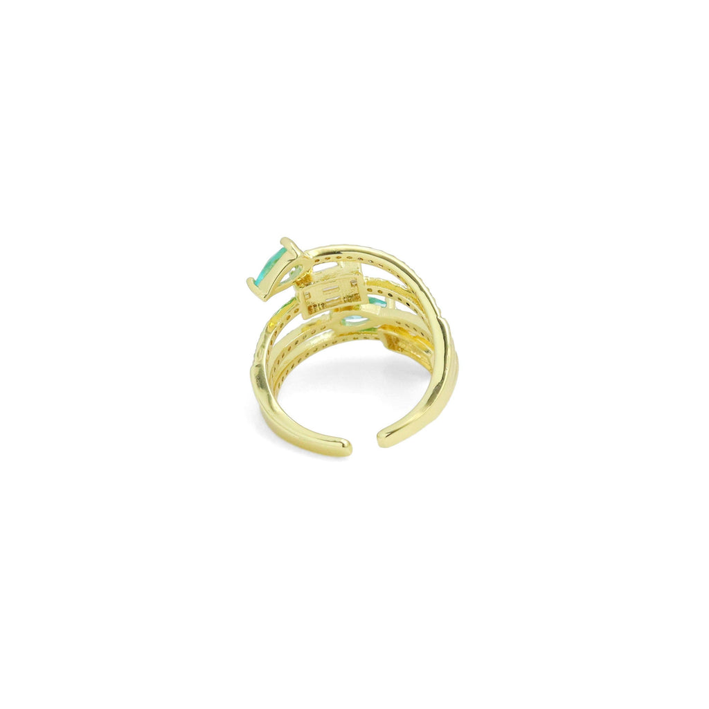 Colorful Blue Teardrop CZ Multiline Adjustable Ring, Sku#Y961