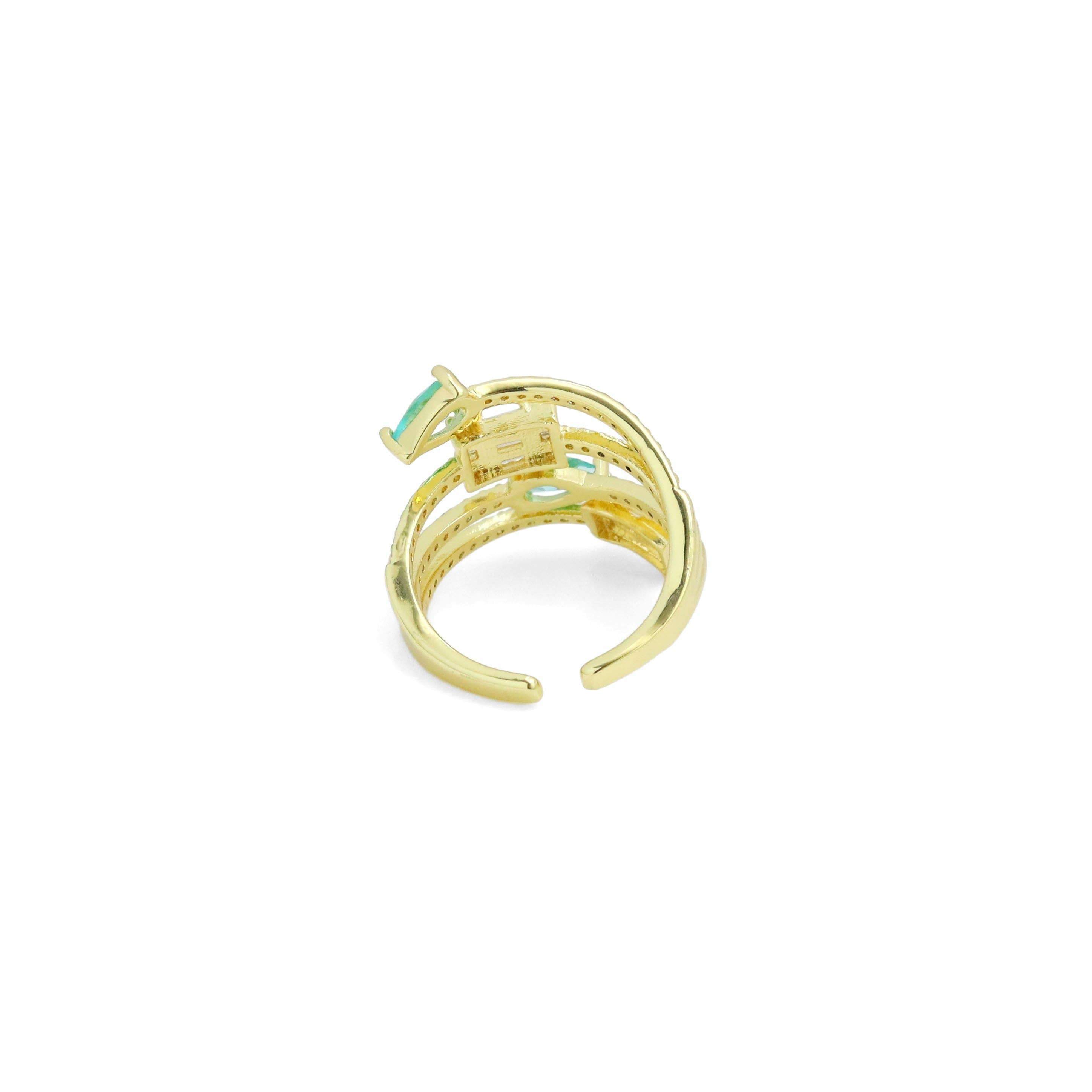 Colorful Blue Teardrop CZ Multiline Adjustable Ring, Sku#Y961