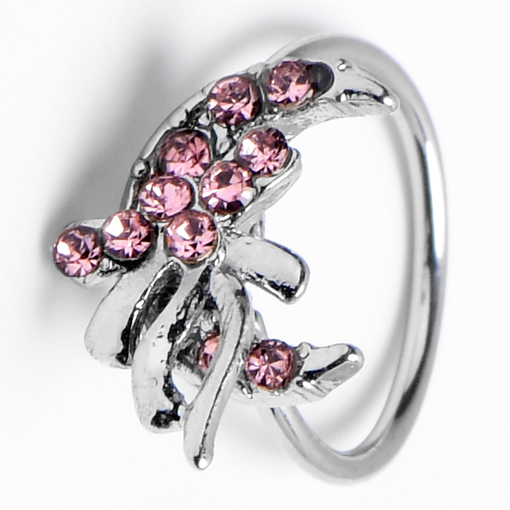 20G 5/16 Pink Gem Cartilage Helix Hoop Earring