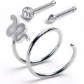 20G Nose Bone Snake Twister Double Nose Hoop Ring 3 Pack