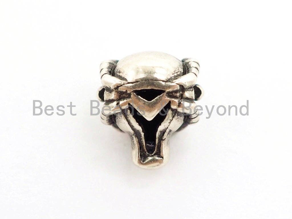 Antique Ogrish Red Eye Skull Bead, CZ Pave Skull Spacer Beads, Men's Bracelet Beads, Skull Mask Charm, 10x11mm, 1pc, sku#Y138
