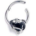 16G 3/8 Black Gem Heart ofDragon Hinged Segment Ring