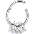 16G 3/8 Clear Gem Fashion Fan Hinged Segment Ring