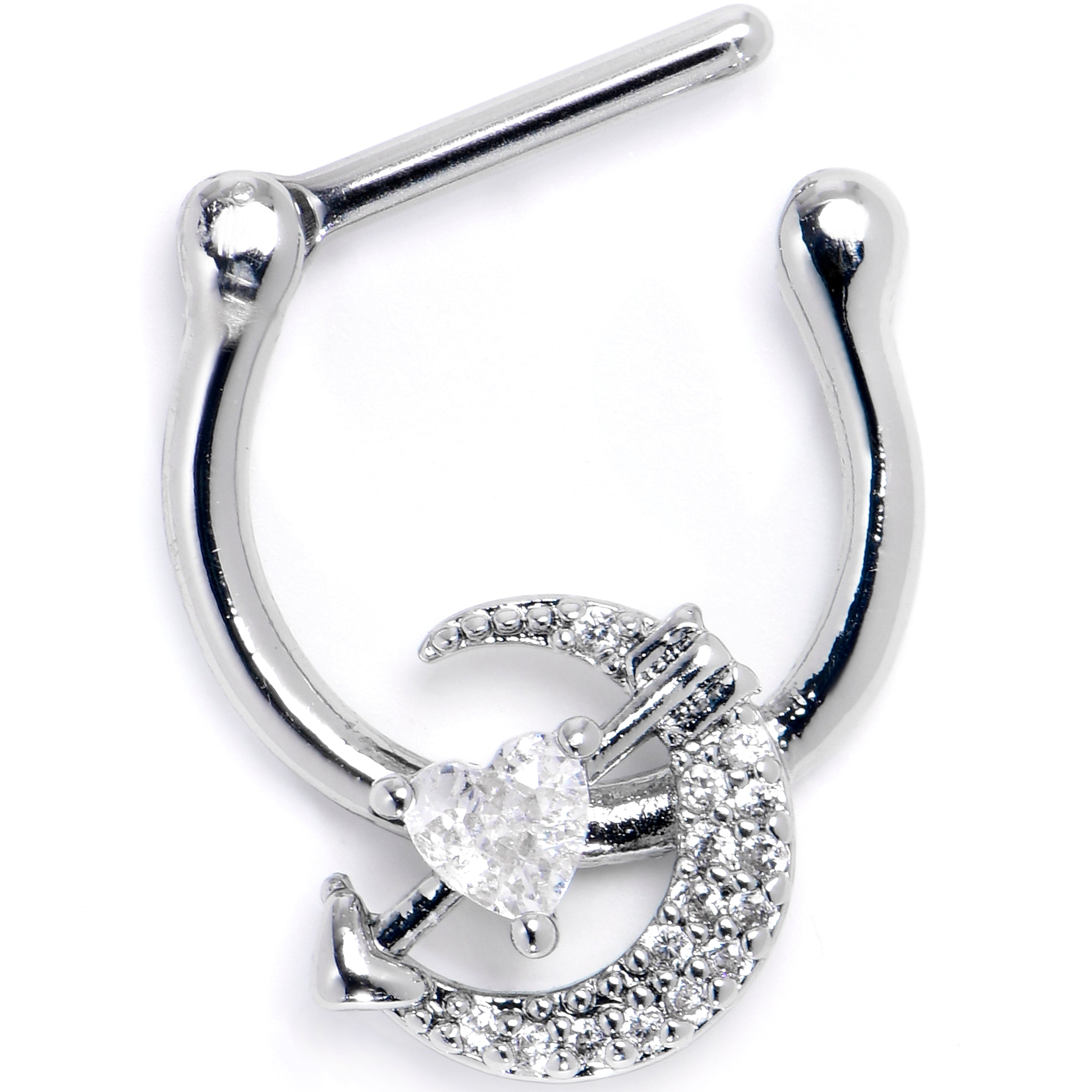 16G 5/16 Clear CZ Gem Moon Lover Cartilage Clicker