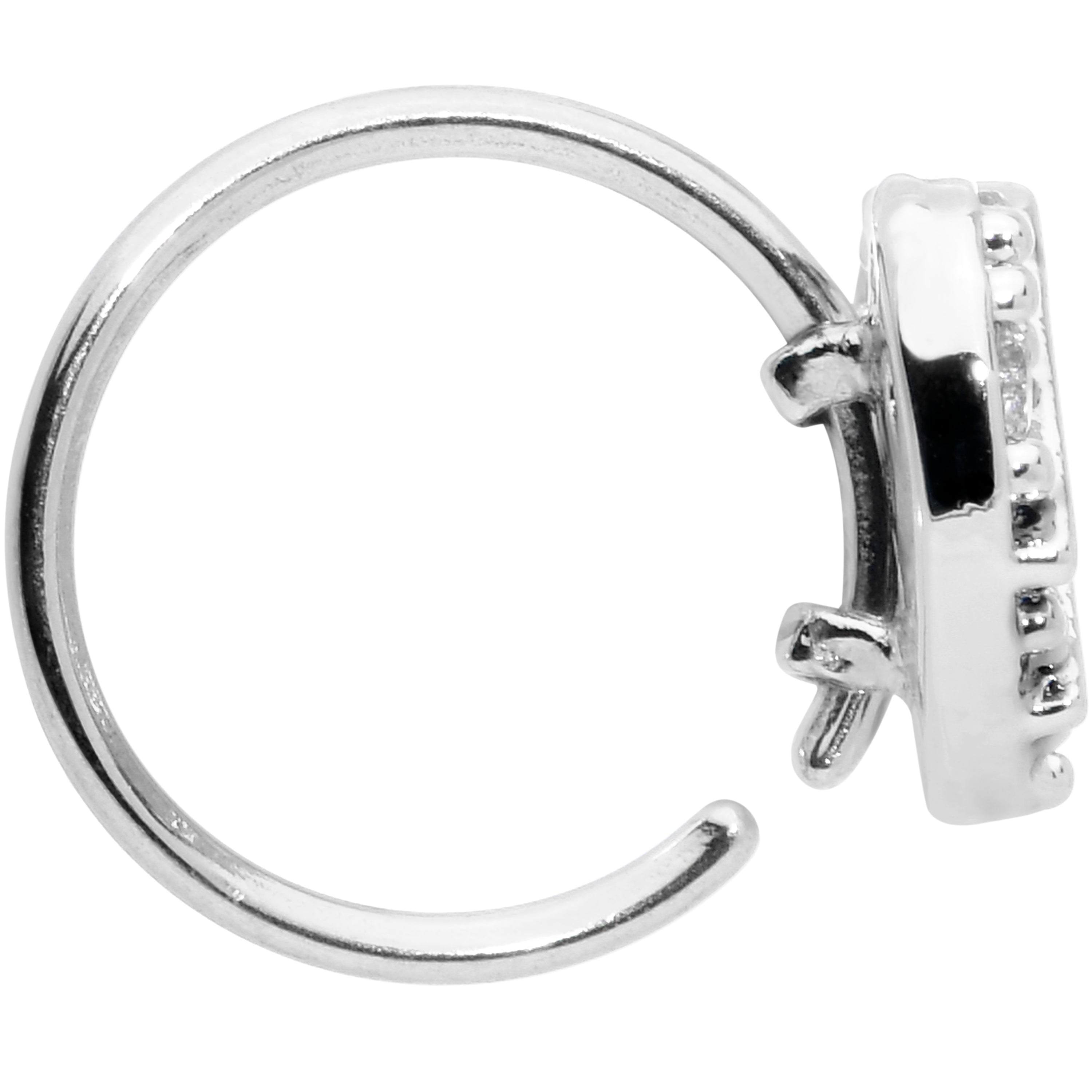 20G 5/16 Clear CZ Gem Lattice Heart Nose Hoop