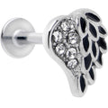 16G 5/16 Clear Gem Heavenly Heart Angel Wing Black Labret Tragus